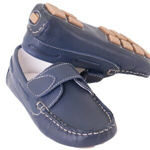 New KONE Boys Velcro Loafer in Navy Leather Size 9